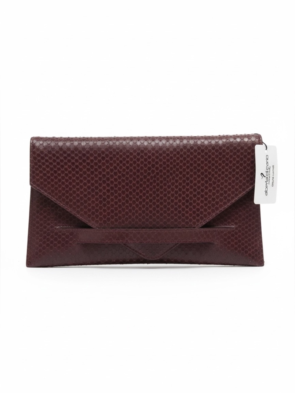 Alberta di Canio NEW Leather Clutch Bag Snake Animal Print Purse Minimalist Red